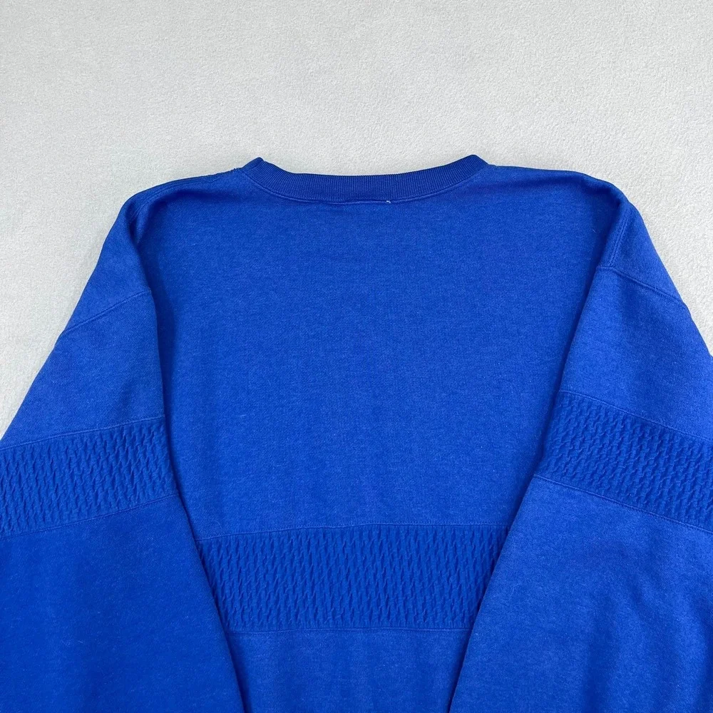 Vintage‎ Cheetah by Mervyns Blue Textured Crewneck Sweatshirt Mens Medium 90s
